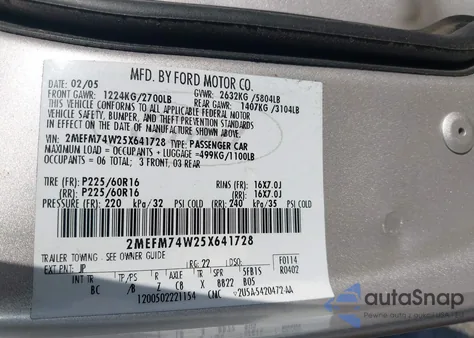 2005 Mercury Grand Marquis Gs from USA, damaged, VIN 2MEFM74W25X641728